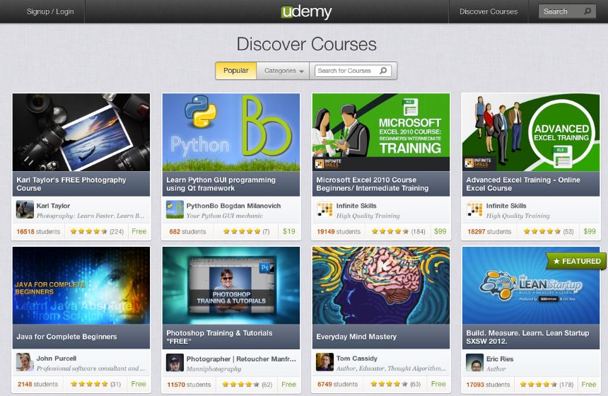 Udemy Interface